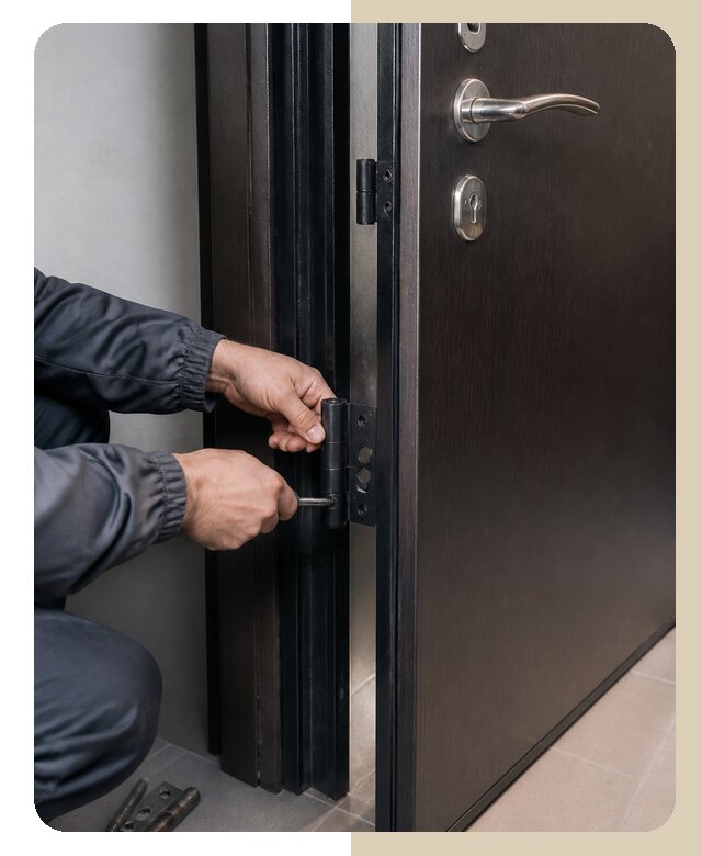 Замена петель входной двери в Новодвинске по цене от 3579 р. | Дверной